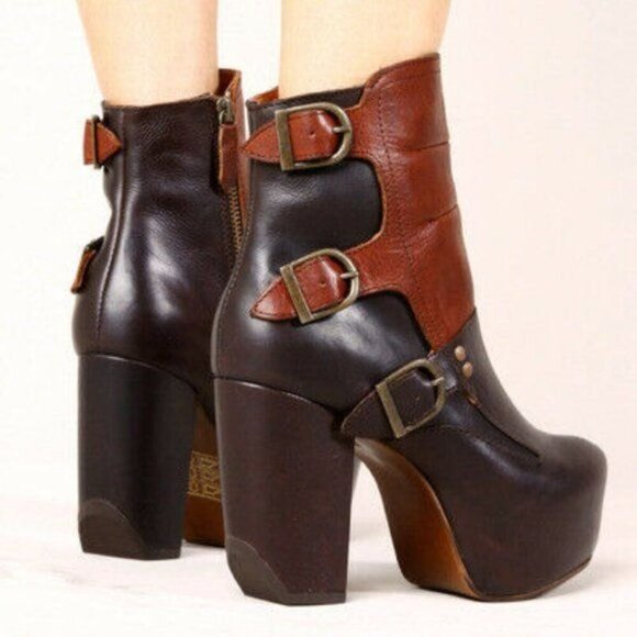 Miista Batilda Size 41 Leather Buckle Platform Ankle Boots Booties Chunky Grunge - Picture 2 of 12